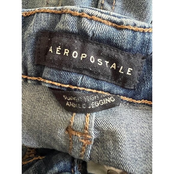 Aeropostale Distressed Ankle Legging Denim Jeans 0 Skinny Jeggings Ripped High R - Picture 7 of 11